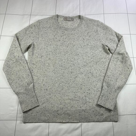 Everlane Sweater Womens Medium Gray Cream Speckled 100% Cashmere Crew Neck Knit - Picture 2 of 7